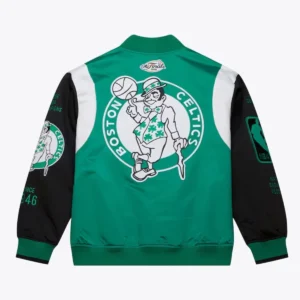 Boston celtics team origins green satin bomber jacket