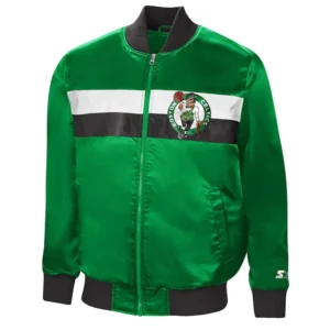 Boston celtics the ambassador satin varsity jacket green 2