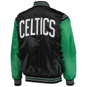 Boston celtics the enforcer varsity satin varsity jacket black green 2