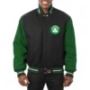 Boston celtics two tone wool varsity jacket black green1