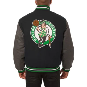 Boston celtics two tone wool varsity jacket black grey1