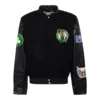Boston celtics wool leather varsity jacket black 1