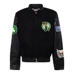 Boston Celtics Black Wool/Leather Bomber Jacket