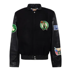 Boston celtics wool leather varsity jacket black 1