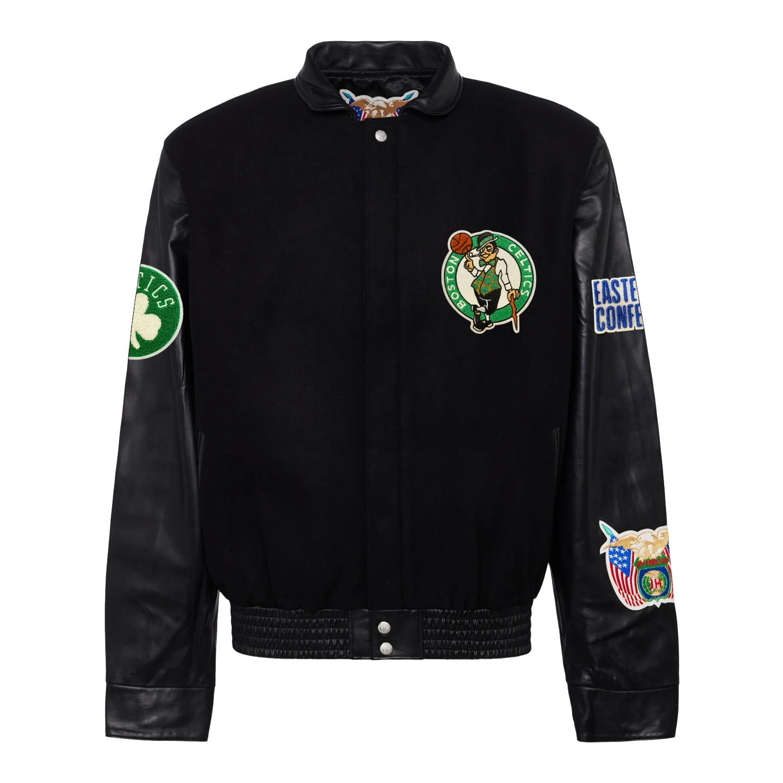 Boston celtics wool leather varsity jacket black 1