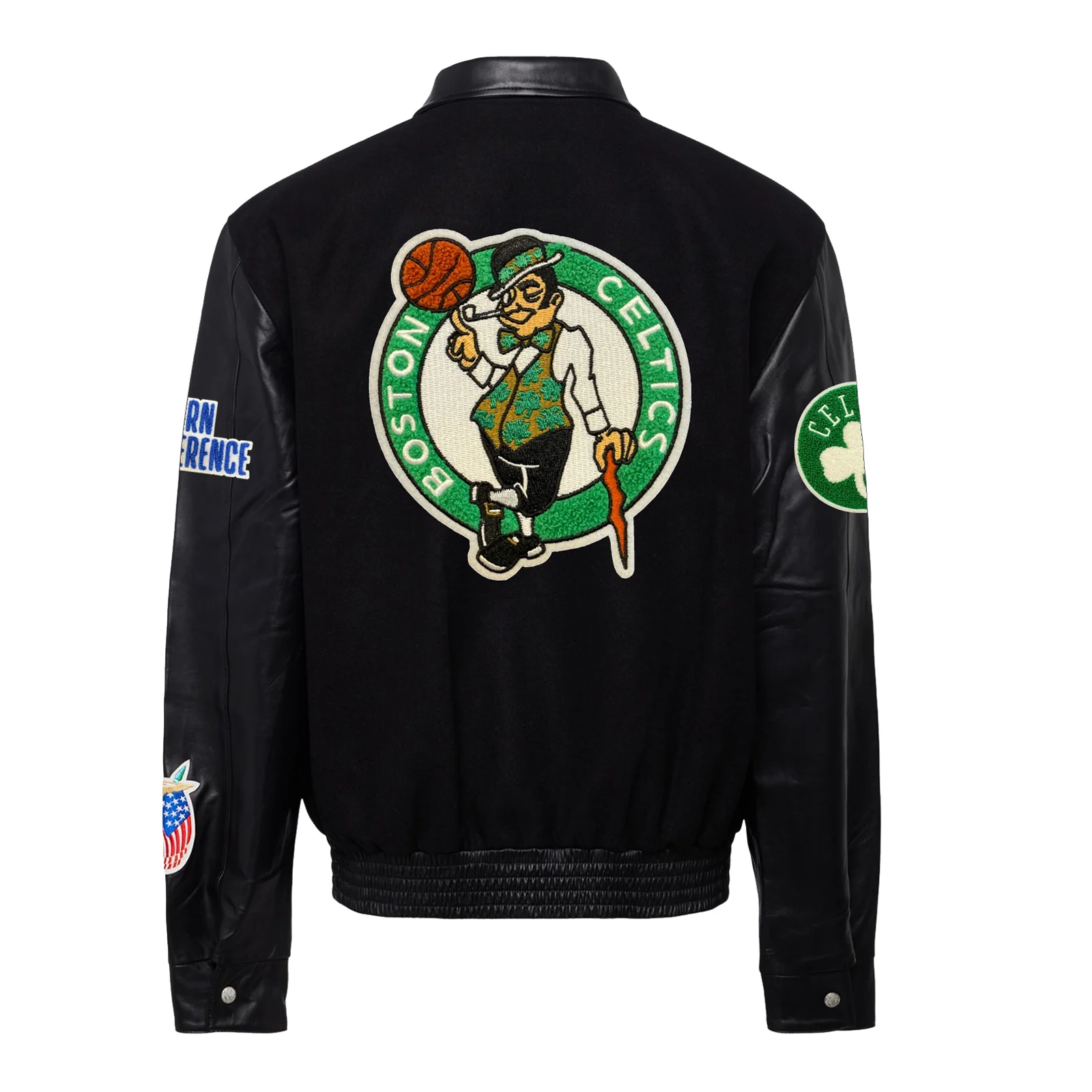 Boston celtics wool leather varsity jacket black 2