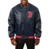 Boston red sox full real leather varsity jacket navy 1