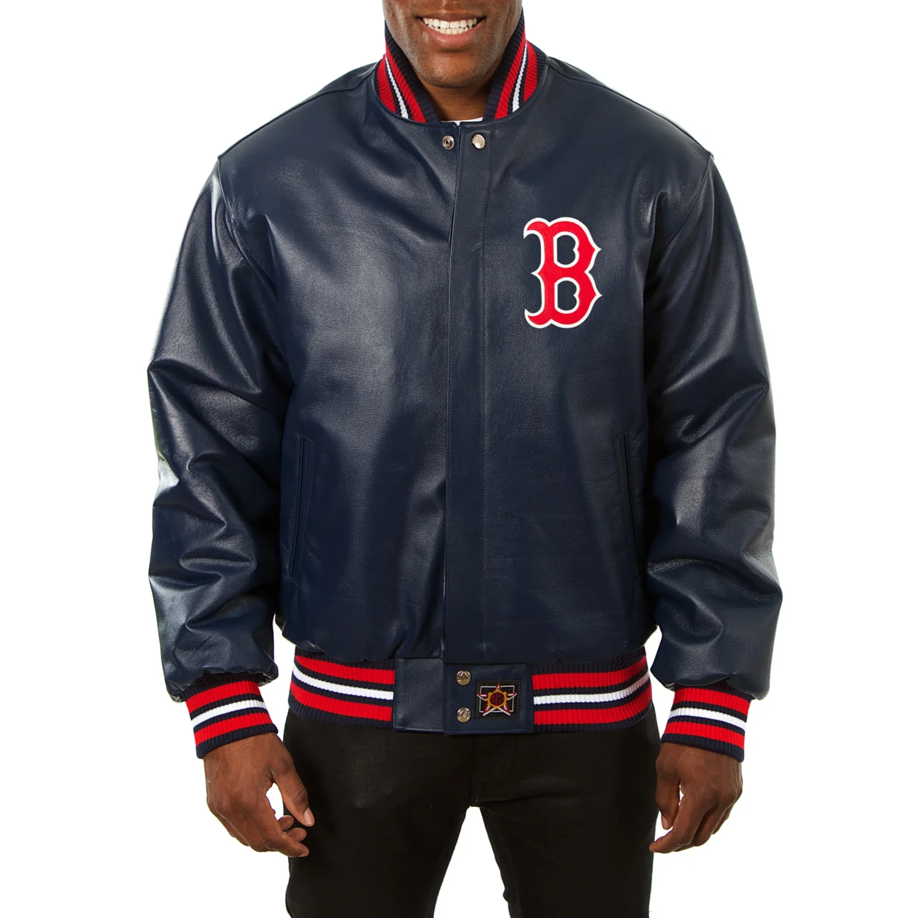 Boston red sox full real leather varsity jacket navy 1