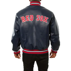 Boston red sox full real leather varsity jacket navy 2