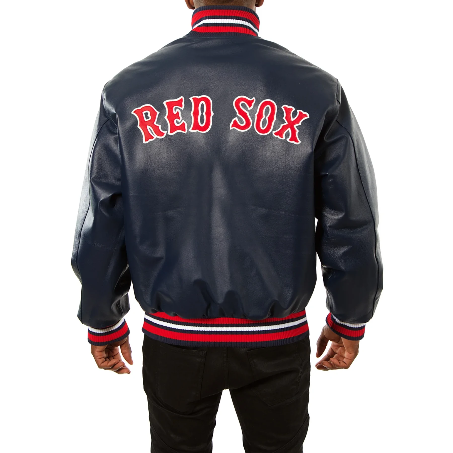 Boston red sox full real leather varsity jacket navy 2