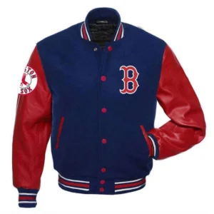 Boston red sox full snap letterman varsity jacket bluered 1 1