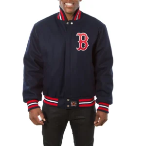 Boston red sox handcrafted logo wool jacket navy 1