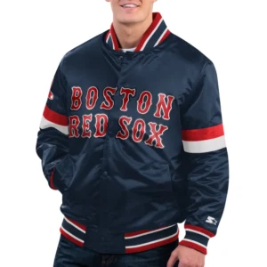 Boston red sox home game satin varsity jacket navy 1