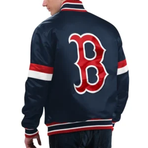 Boston red sox home game satin varsity jacket navy