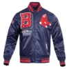 Boston red sox mashup full snap satin varsity jacket navy 1