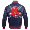 Boston red sox mashup full snap satin varsity jacket navy 2 1
