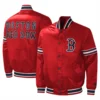 Boston red sox midfield full snap satin varsity jacket red 1
