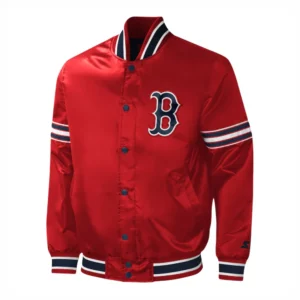 Boston red sox midfield full snap satin varsity jacket red 2
