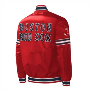 Boston red sox midfield full snap satin varsity jacket red 3