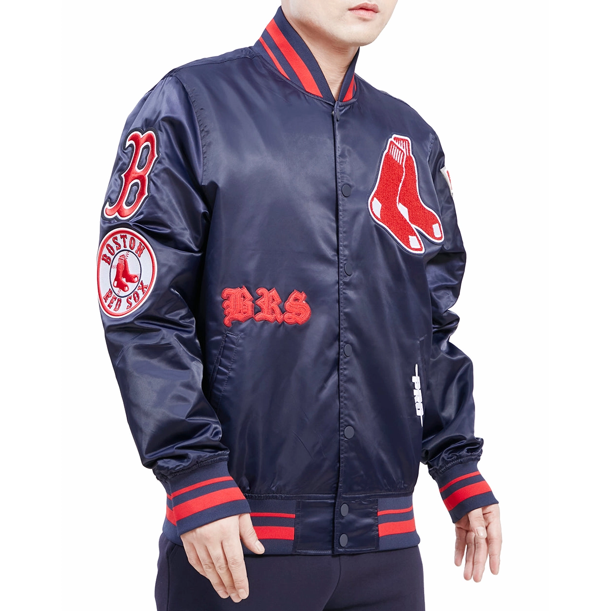 Boston red sox old english satin jacket navy 1