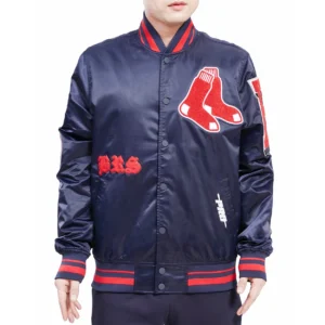 Boston red sox old english satin jacket navy