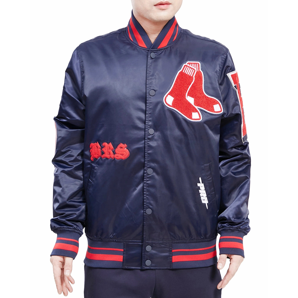 Boston red sox old english satin jacket navy