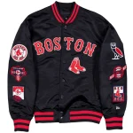 Boston Red Sox Campus Black Satin Jacket