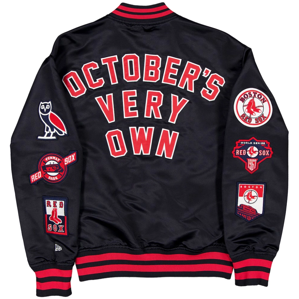 Boston red sox ovo x new era full snap twill satin jacket