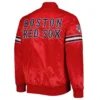 Boston red sox pick roll full snap satin varsity jacket red 1