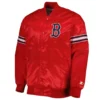Boston red sox pick roll full snap satin varsity jacket red 2
