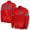 Boston red sox pick roll full snap satin varsity jacket red 3