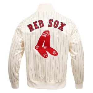Boston red sox pro standard retro classic full snap satin varsity cream jacket 01 1