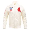 Boston red sox pro standard retro classic full snap satin varsity cream jacket 1 1