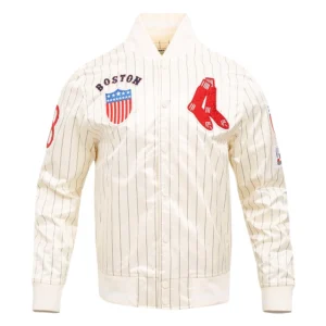 Boston red sox pro standard retro classic full snap satin varsity cream jacket 1 1