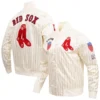 Boston red sox pro standard retro classic full snap satin varsity cream jacket 1