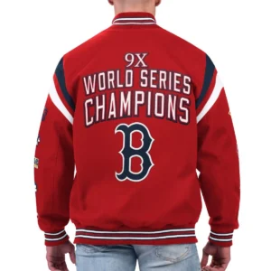 Boston red sox quick full snap varsity jacket red 1