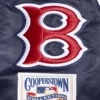 Boston red sox retro classic womens full snap satin varsity jacket navy 2