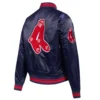Boston red sox retro classic womens full snap satin varsity jacket navy 3