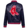 Boston red sox retro classic womens full snap satin varsity jacket navy 4