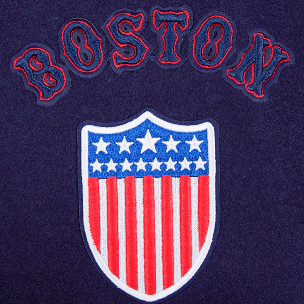 Boston red sox retro classic wool leather varsity jacket navy white 4