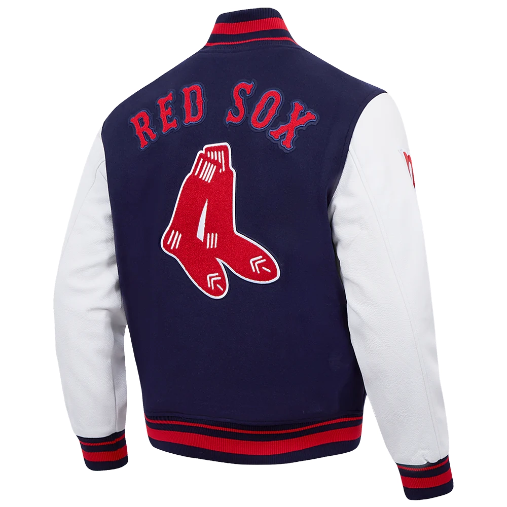 Boston red sox retro classic wool leather varsity jacket navy white 5