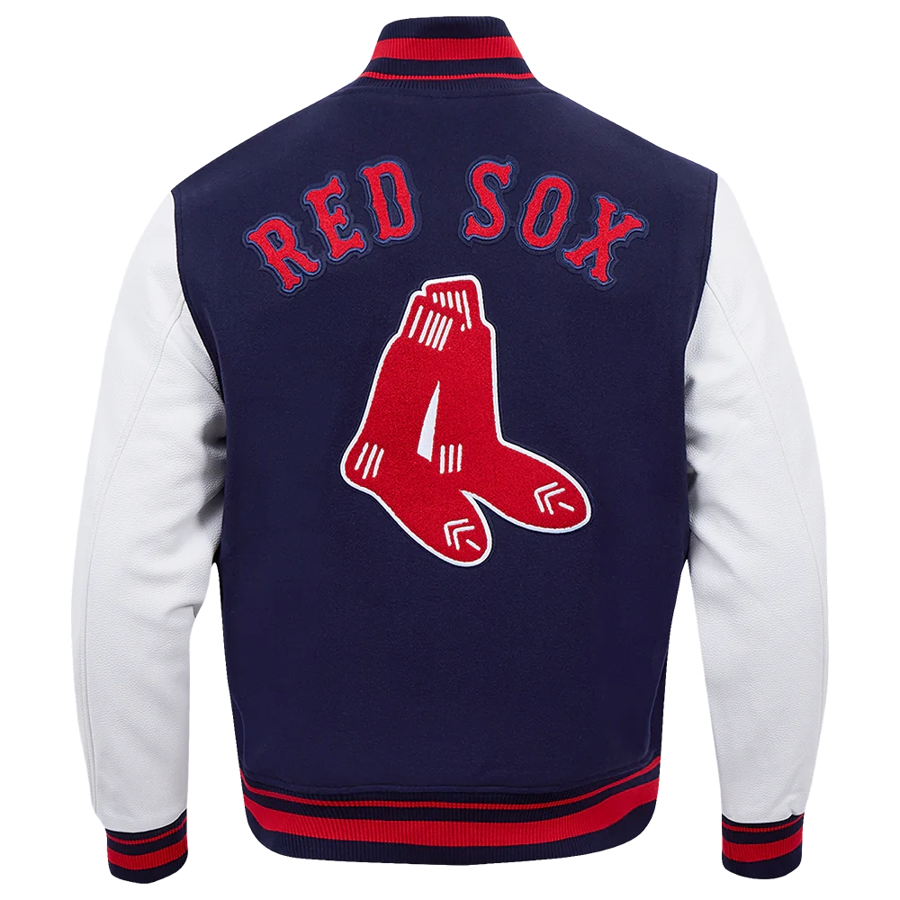 Boston red sox retro classic wool leather varsity jacket navy white 6