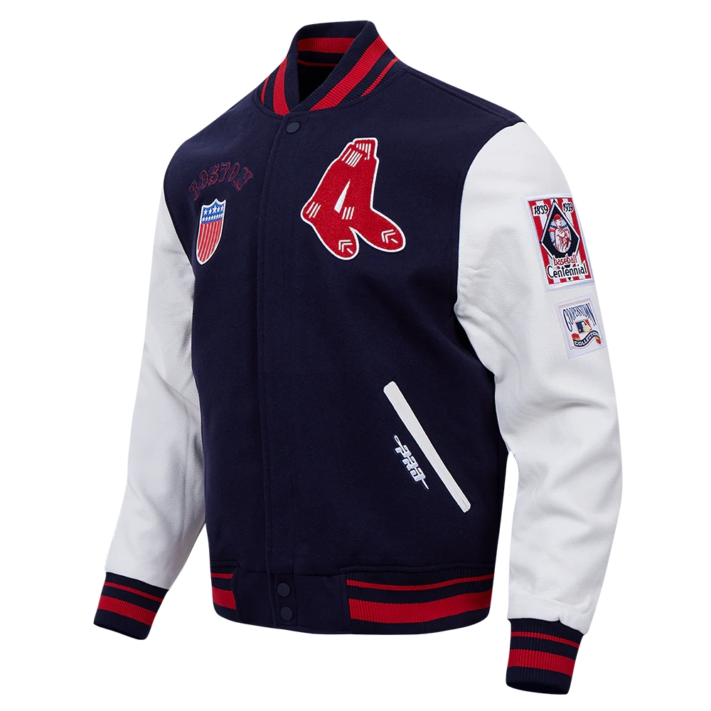 Boston red sox retro classic wool leather varsity jacket navy white 7