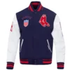Boston red sox retro classic wool leather varsity jacket navy white 8