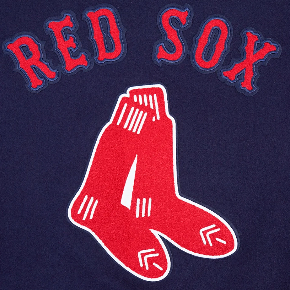 Boston red sox retro classic wool leather varsity jacket navy white