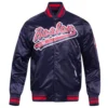 Boston red sox script tail full snap satin varsity jacket navy 1 1