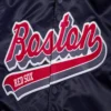 Boston red sox script tail full snap satin varsity jacket navy 5 1