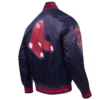 Boston red sox script tail full snap satin varsity jacket navy 6 1