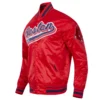 Boston red sox script tail full snap satin varsity jacket red 1 1