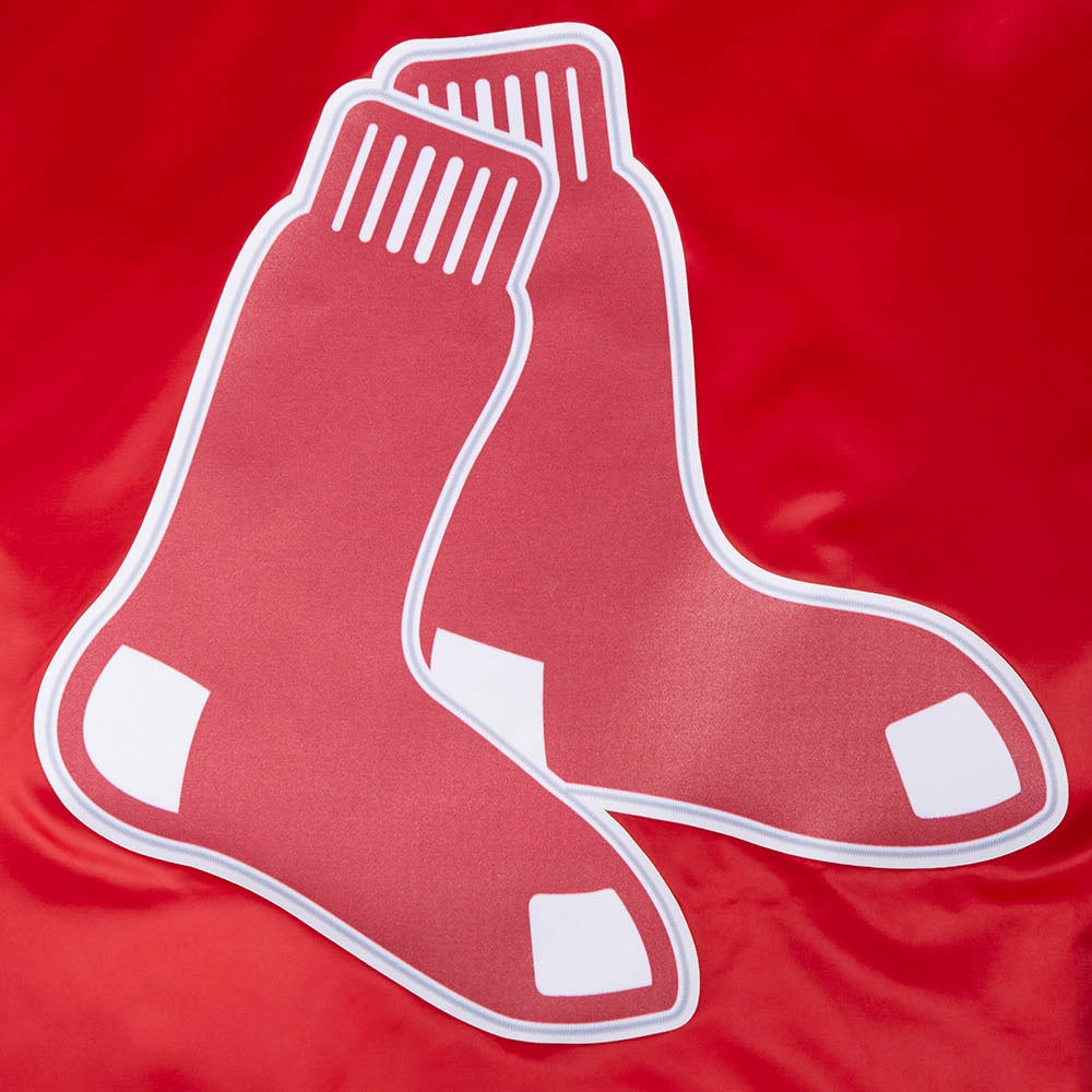 Boston red sox script tail full snap satin varsity jacket red 2 1